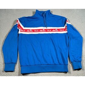Ellesse‎ Italia Track Jacket Womens 8 Blue Quarter Zip Athleisure Sportswear
